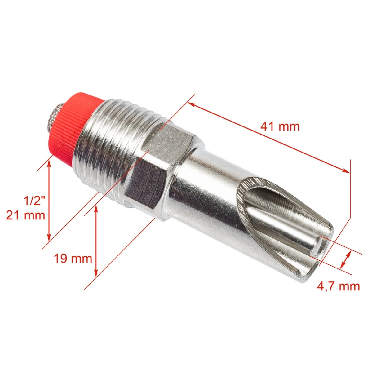 Suzetă cilindrică cu filet 1/2" pentru adăpătoare purcei, cu niplu 3/8".