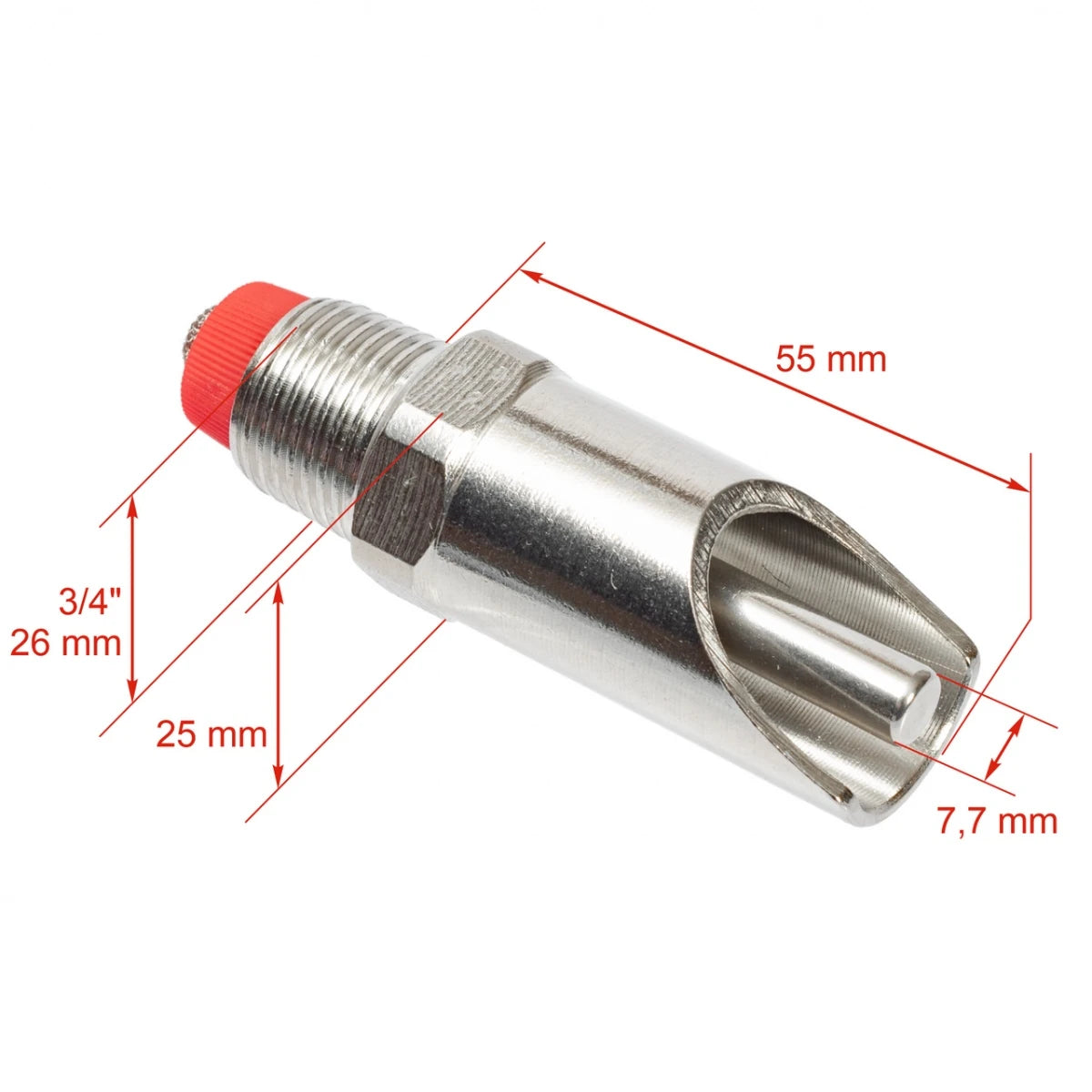 Suzetă cilindrică cu filet 3/4" pentru adăpătoare scroafe, cu niplu 3/4".