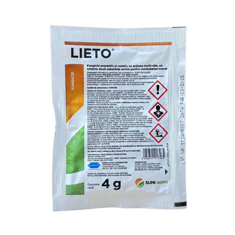 Fungicid pentru combaterea manei, Lieto, 4g