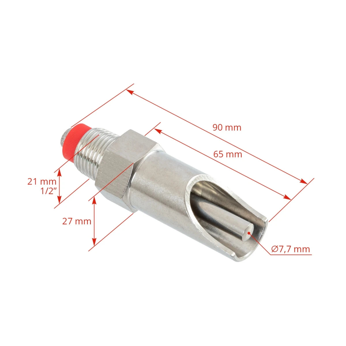 Suzetă cilindrică cu filet 1/2", pentru adăpătoare scroafe, cu niplu 3/4".