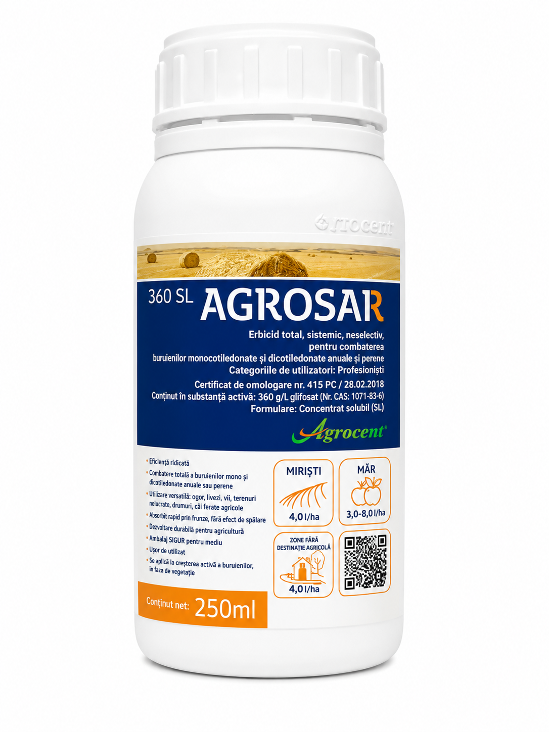 Erbicid Total AGROSAR 360 SL - 250 ml