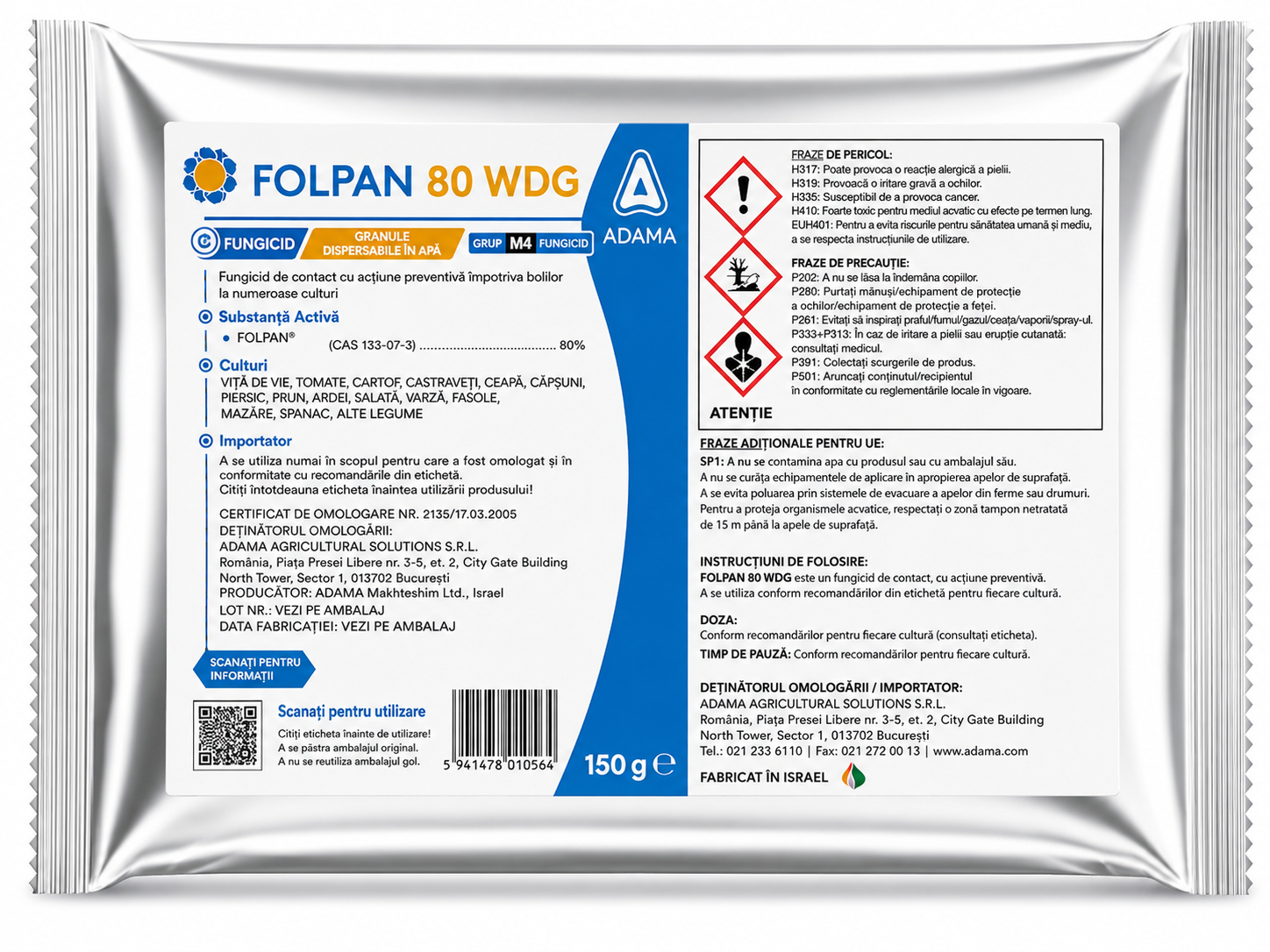Fungicid FOLPAN 80 WDG - 150 g, Adama, Contact