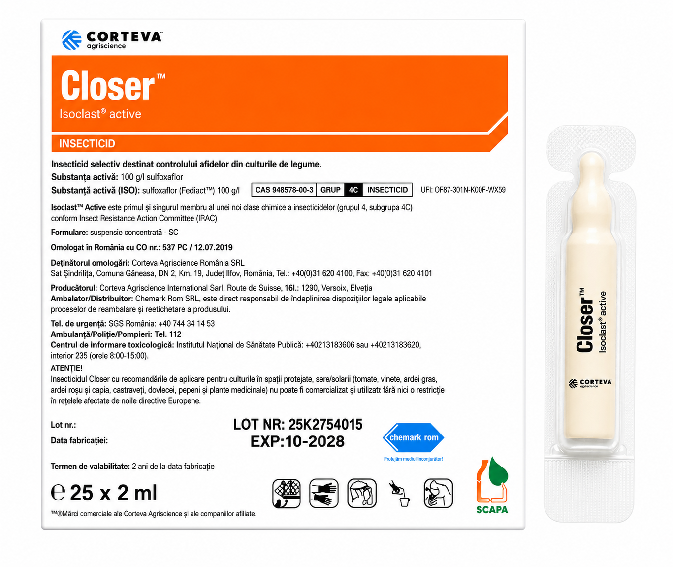 Insecticid CLOSER - 2 ml, Corteva, Sistemic