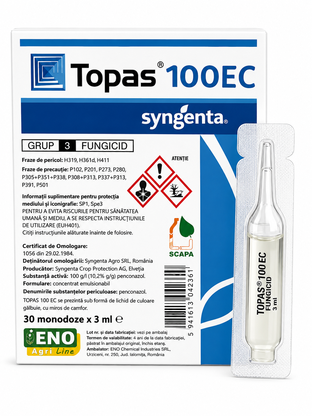 Fungicid TOPAS 100 EC - 3 ml, Syngenta, Sistemic