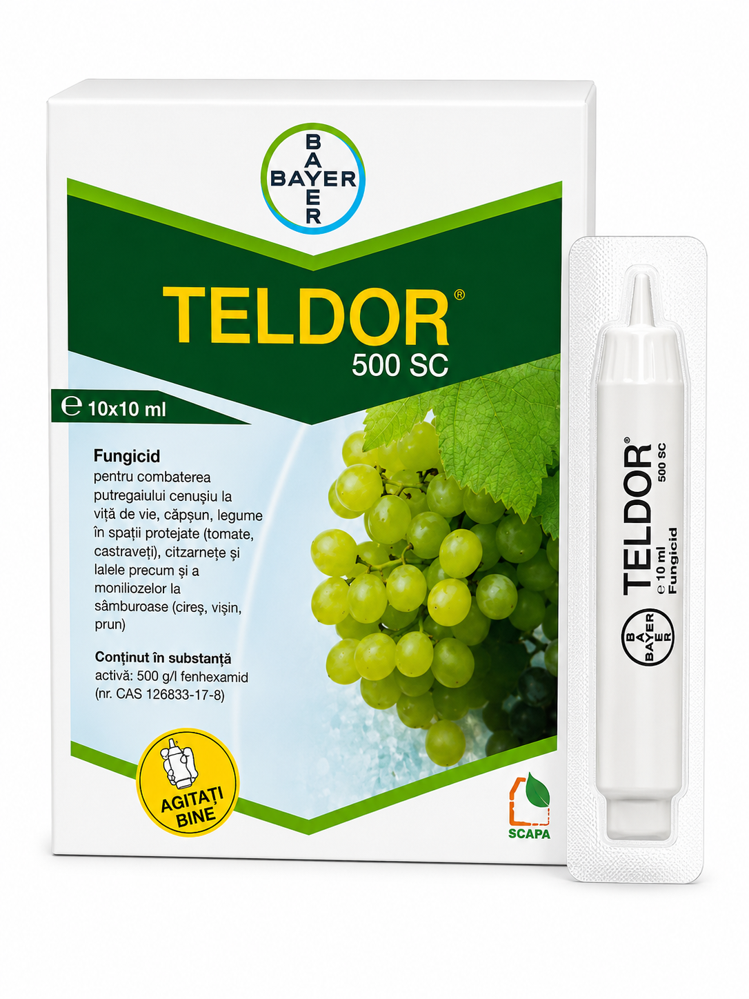 Fungicid TELDOR 500 SC - 10 ml, Bayer, Sistemic, Putregai cenusiu, Monilioza