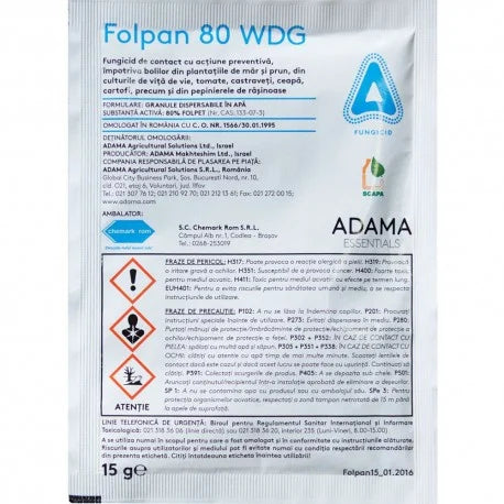 Fungicid mana, putregai, Folpan 80 WDG, 15 grame