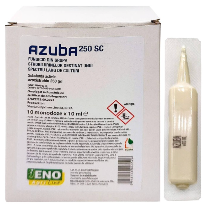 Fungicid AZUBA 250 SC - 10 ml, Sharda, Azoxistrobin, Putregai, Fainare, Rugina